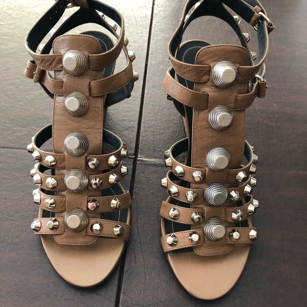 Balenciaga Arena Giant Silver Studded Gladiator Sandals Size 40 US 9 NIB